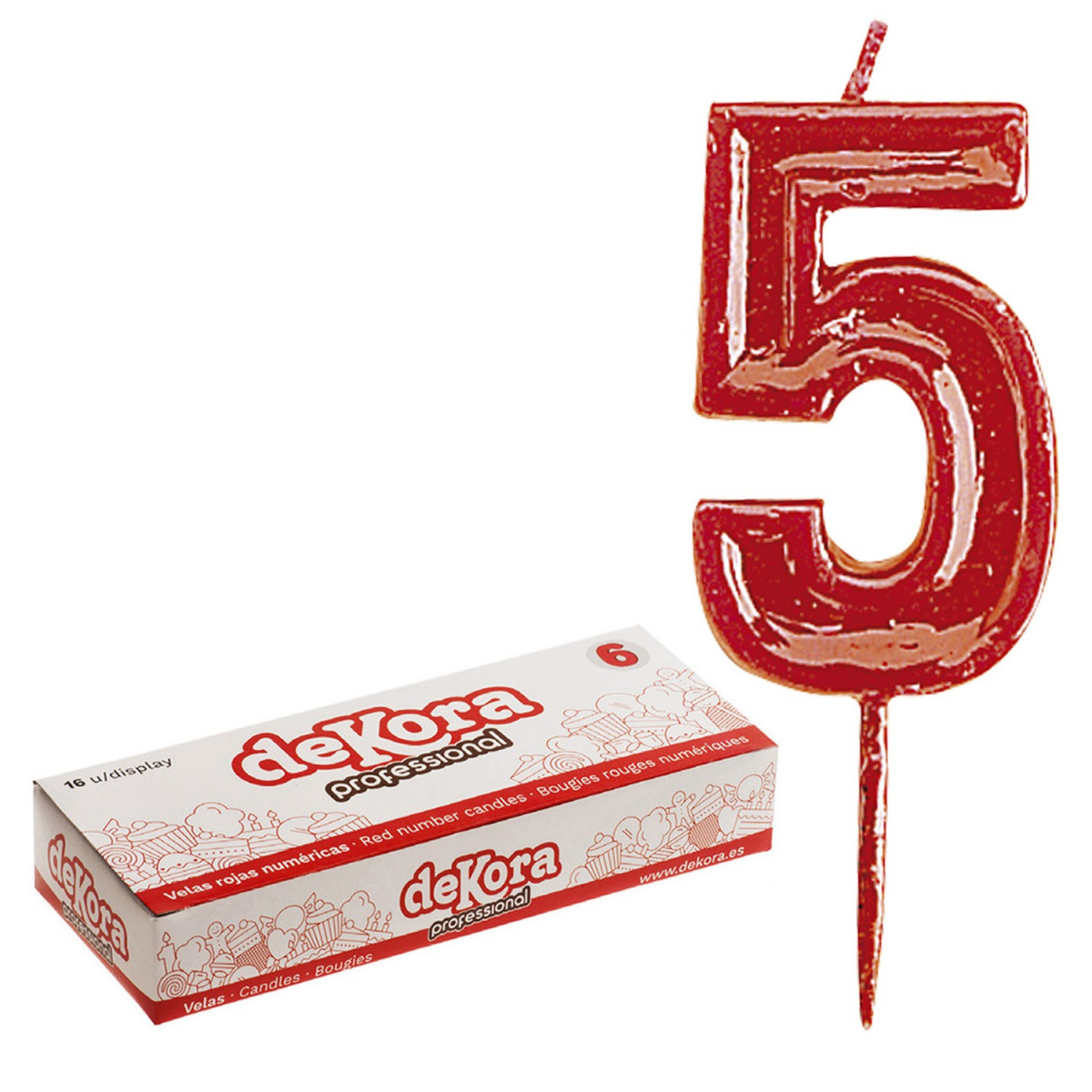 Bougie d'anniversaire numéro 5 rouge