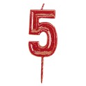 Bougie d'anniversaire numéro 5 rouge