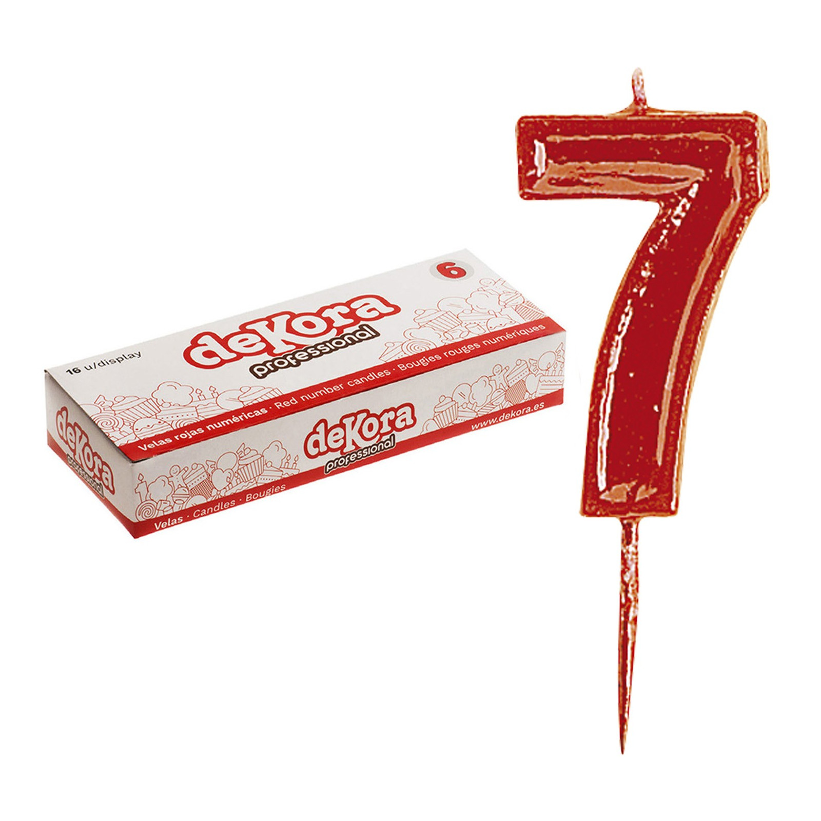 Bougie d'anniversaire numéro 7 en rouge
