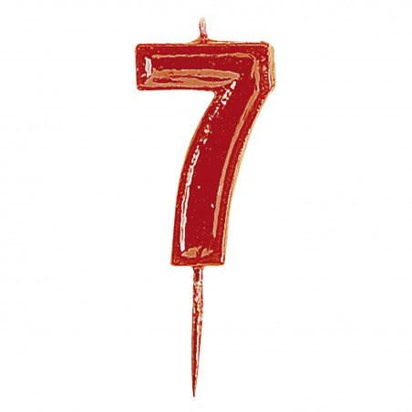 Bougie d'anniversaire numéro 7 en rouge