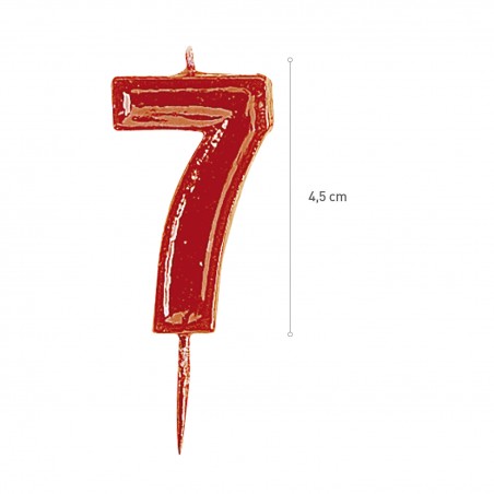 Bougie d'anniversaire numéro 7 en rouge