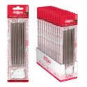 Blister de 16 bougies métalliques argentées, 13 cm