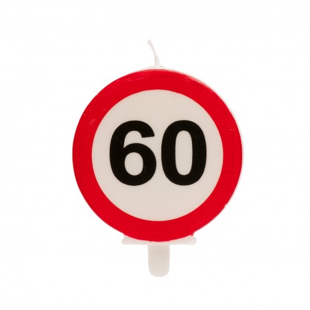 60e anniversaire bougie signal interdit 6 3cm