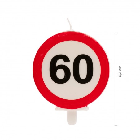 60e anniversaire bougie signal interdit 6 3cm
