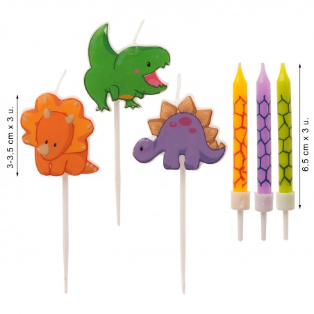 Bougies d'anniversaire dinosaures 2D - Coffret de bougies pour enfants