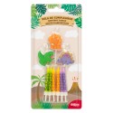 Bougies d'anniversaire dinosaures 2D - Coffret de bougies pour enfants
