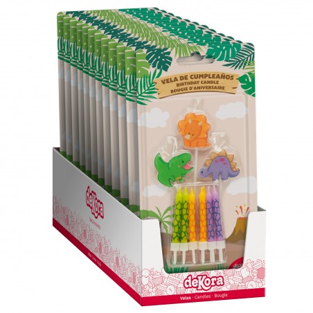 Bougies d'anniversaire dinosaures 2D - Coffret de bougies pour enfants