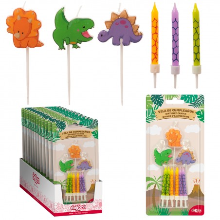 Bougies d'anniversaire dinosaures 2D - Coffret de bougies pour enfants