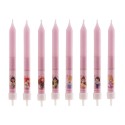 Blister de 8 bougies bâton princesse, 9 cm