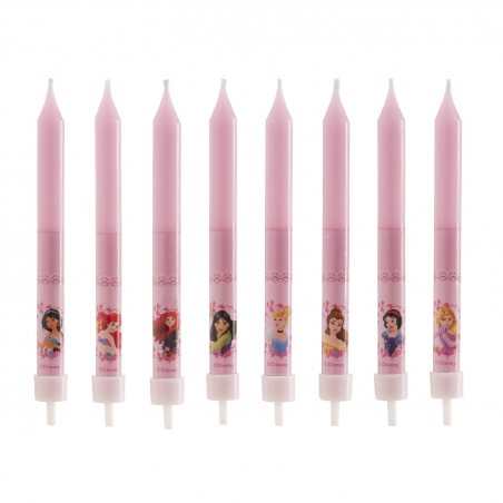 Blister de 8 bougies bâton princesse, 9 cm