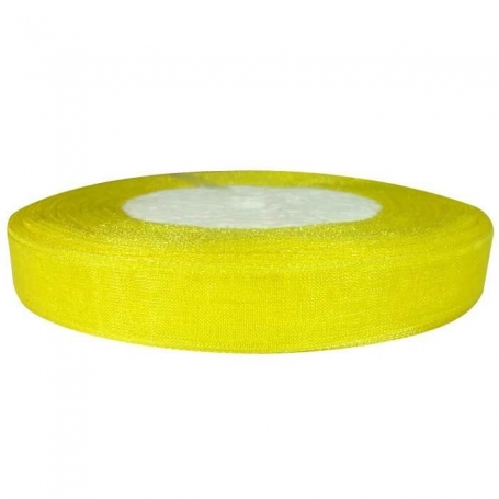 ruban decoration cadeau resille jaune