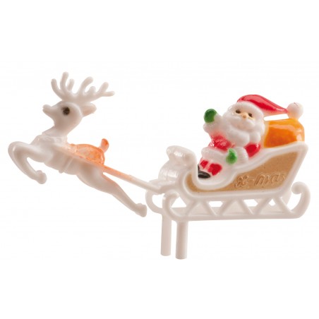 Figure du Père Noël avec traîneau pour décoration de gâteaux Magie de Noël dans chaque dessert