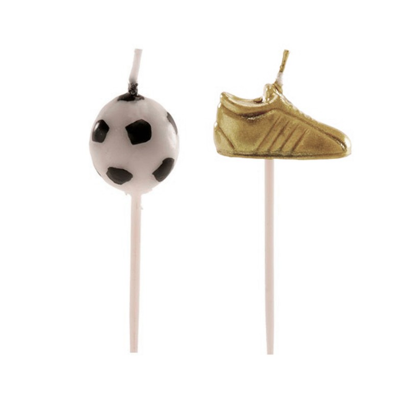Bougies Décoratives de Football Pack de 6 avec Baskets Dorées et Design Sportif