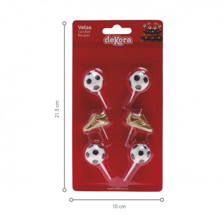 Bougies Décoratives de Football Pack de 6 avec Baskets Dorées et Design Sportif