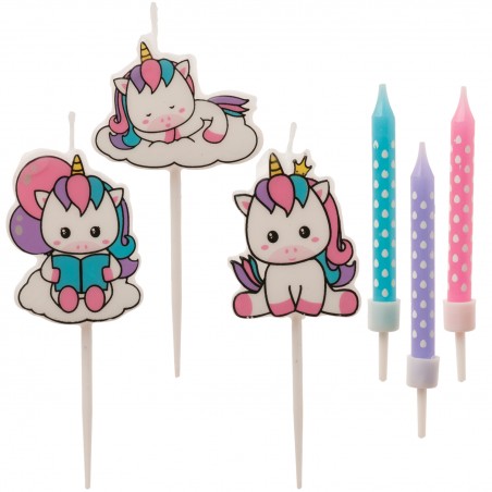 Ensemble de Bougies d'Anniversaire Licorne Décoration Magique pour Gâteaux