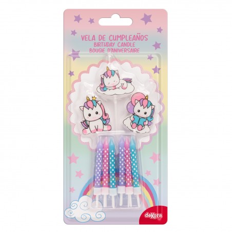 Ensemble de Bougies d'Anniversaire Licorne Décoration Magique pour Gâteaux