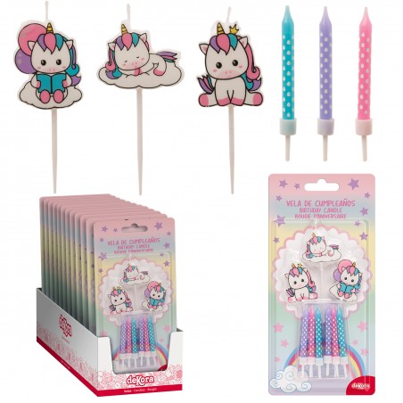 Ensemble de Bougies d'Anniversaire Licorne Décoration Magique pour Gâteaux