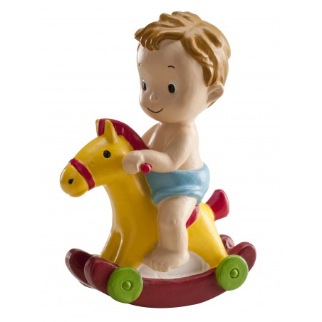 Enfant baptême petit cheval 9cm