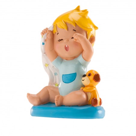 Baptême Garçon Bâillant Bleu 10cm