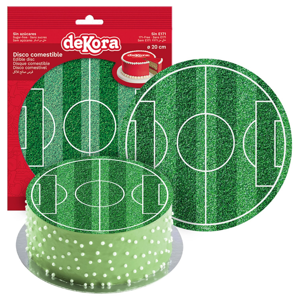 Disque Comestible sans sucre pour Gâteaux avec Design de Terrain de Football