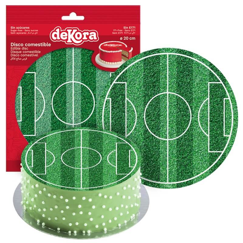 Disque Comestible sans sucre pour Gâteaux avec Design de Terrain de Football