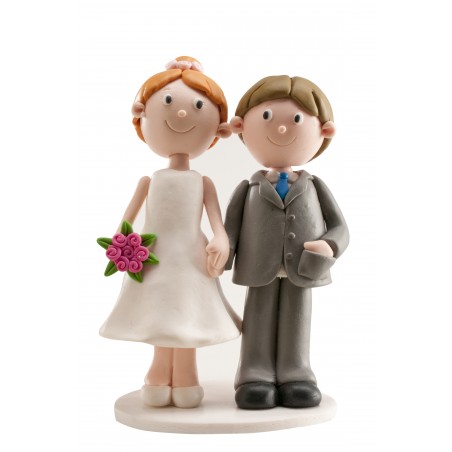Couple mariage argile main tenue 13cm