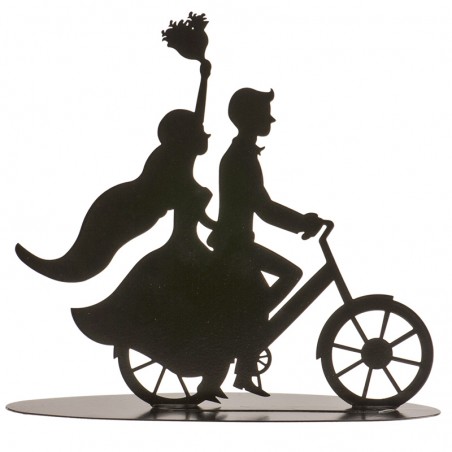 Couple mariage métal noir bicyclette 18 cm