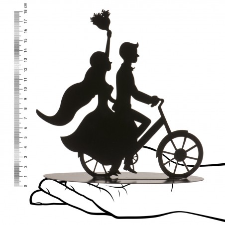 Couple mariage métal noir bicyclette 18 cm