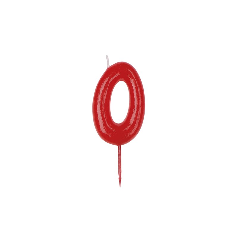 Bougie d'anniversaire numéro 0 en couleur rouge