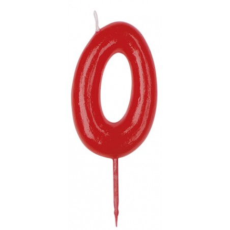 Bougie d'anniversaire numéro 0 en couleur rouge