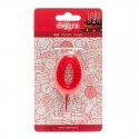 Bougie d'anniversaire numéro 0 en couleur rouge