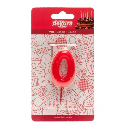 Bougie d'anniversaire numéro 0 en couleur rouge