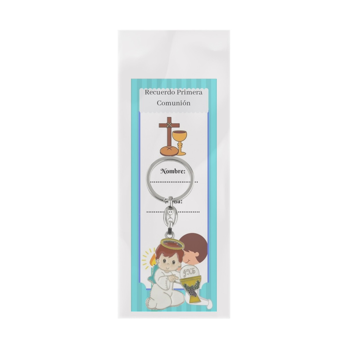 Marque-page de première communion avec porte-clés enfant première communion dans un sachet transparent
