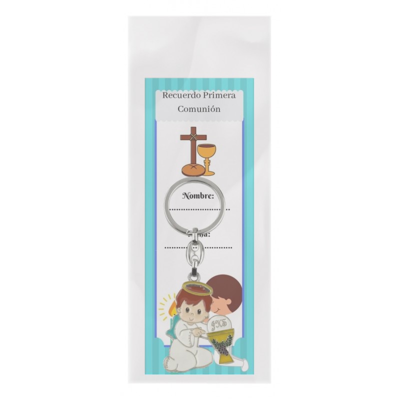 Marque-page Communion with Boy Communion Keychain in Transparent Bag