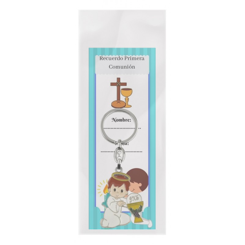 Marque page communion with boy communion keychain in transparent bag