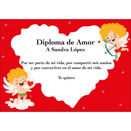 Diplôme pour valentine cupidon