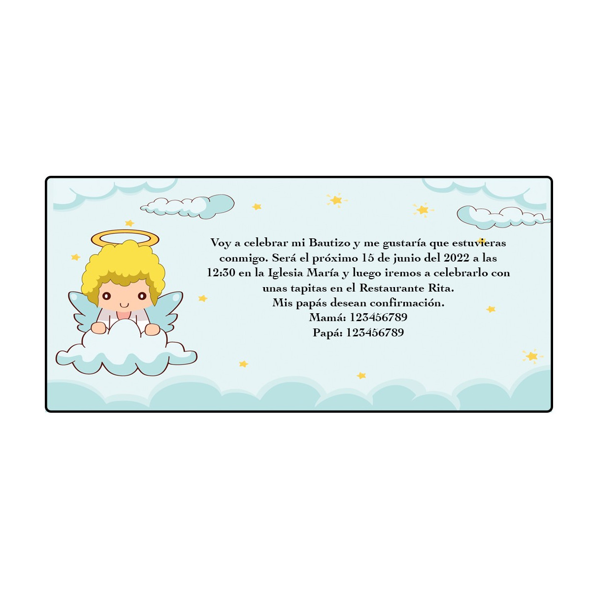 Invitations de baptême pour un petit garçon ange