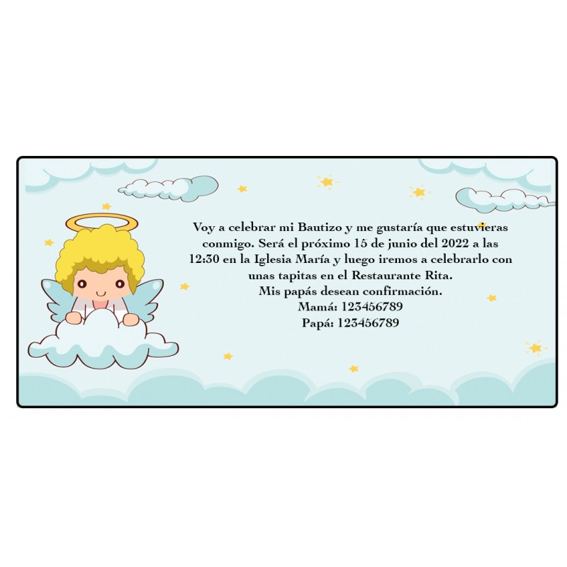 Invitations de baptême pour un petit garçon ange