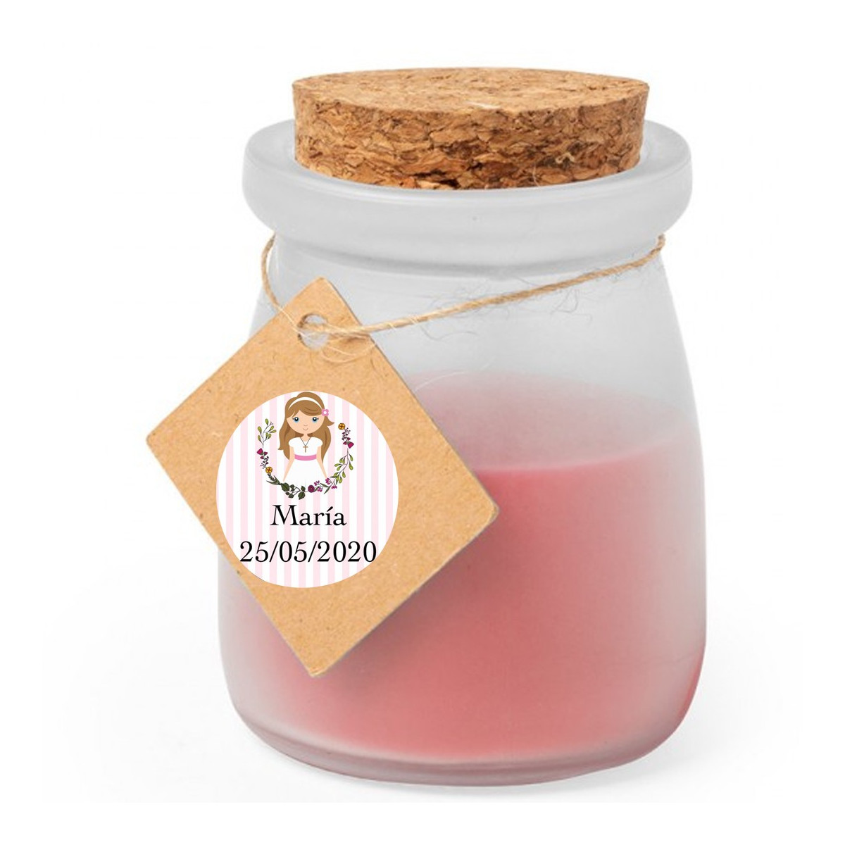 Bougie parfumée personnalisée pour la communion d'une fille