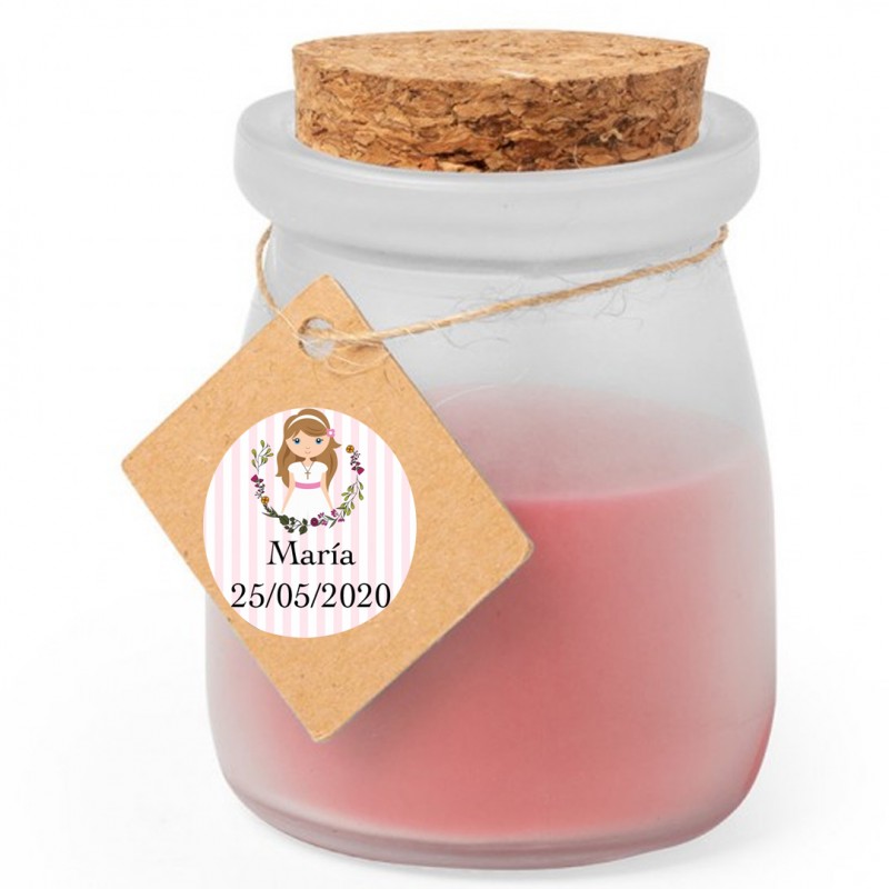 Bougie parfumée personnalisée pour communion de fille