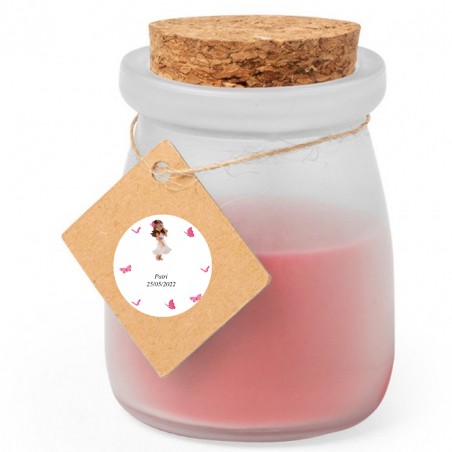 Bougie parfumée en verre personnalisée pour la communion d'une fille