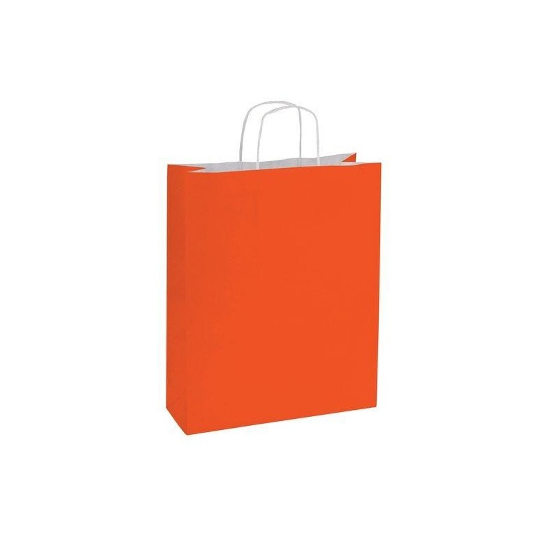 Sac kraft orange corail avec anse frisée