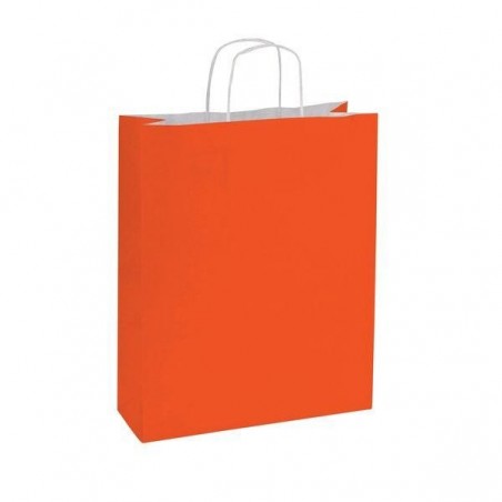 Sac kraft orange corail avec anse frisée