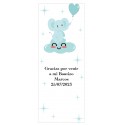 Autocollant personnalisé avec phrase, date et nom pour le baptême d'un garçon ou une baby shower.