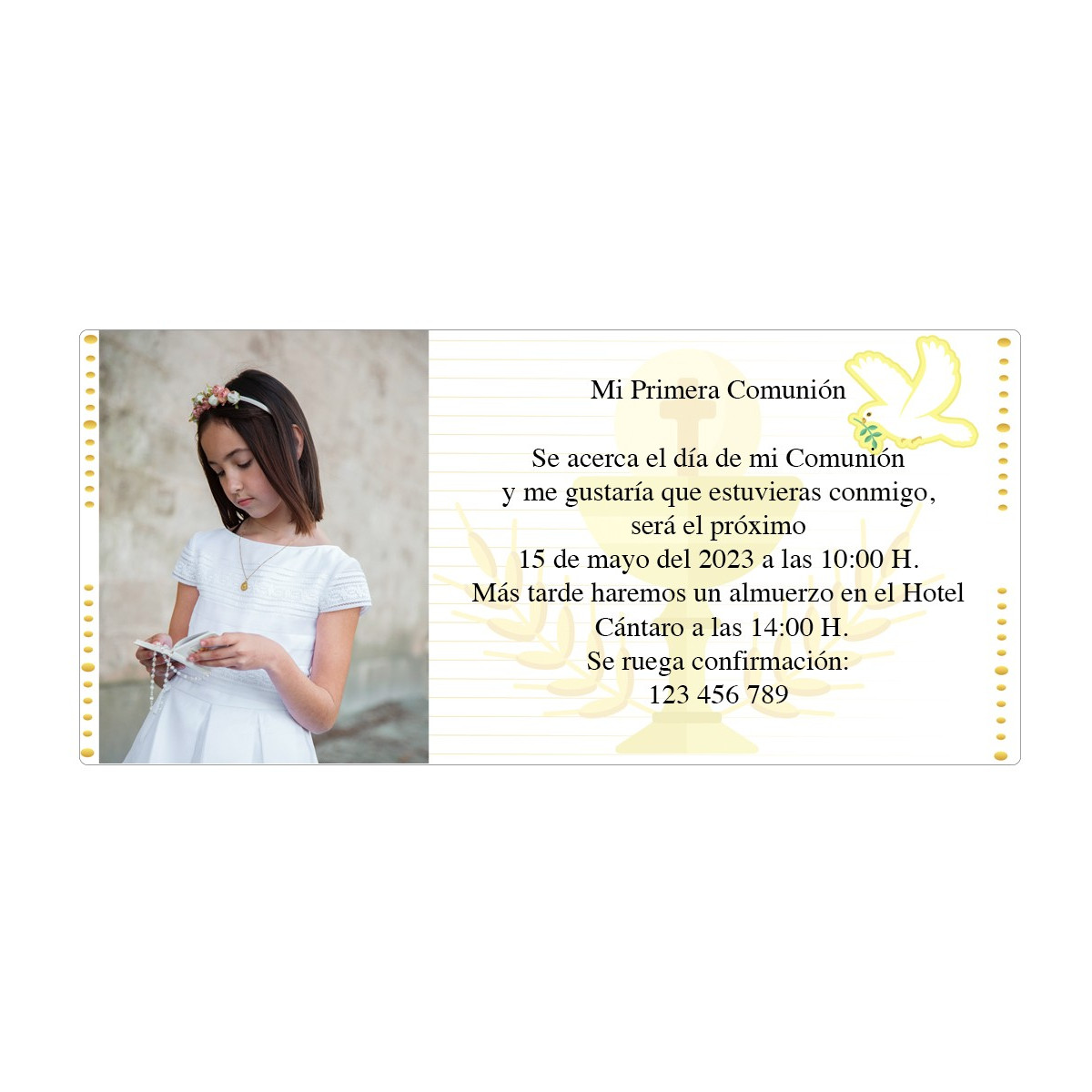 Invitation à la communion avec photo