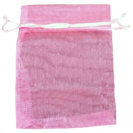 Miroir flamingo dans un sac en organza rose bonbon pour les invités