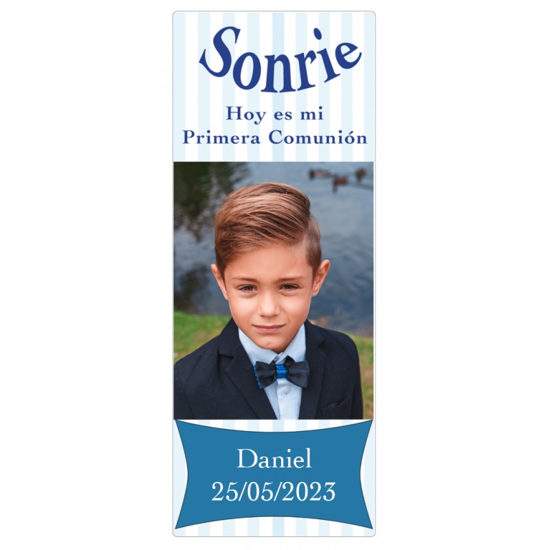 Autocollant de communion personnalisé pour garçons avec photo