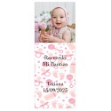 Sticker baptême rose personnalisé avec photo