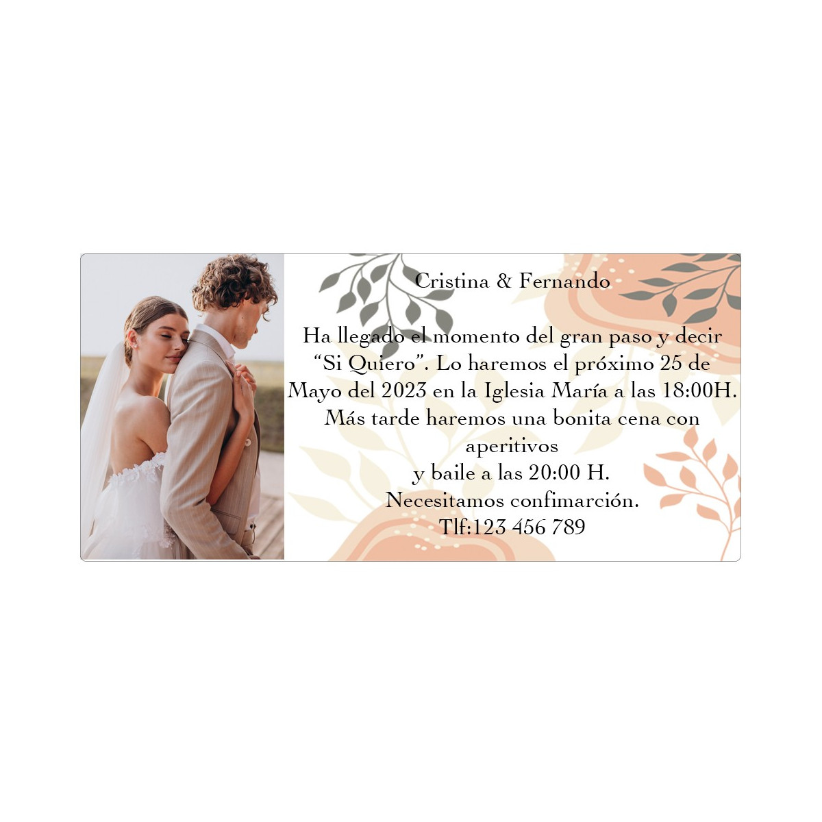 Invitations de mariage personnalisées avec photo