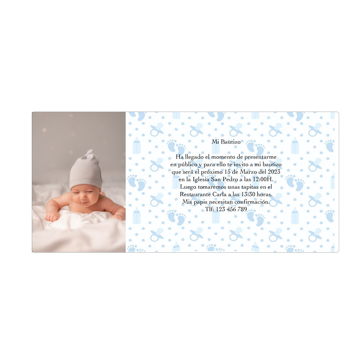 Invitations pour baptême avec photo d'enfant personnalisées
